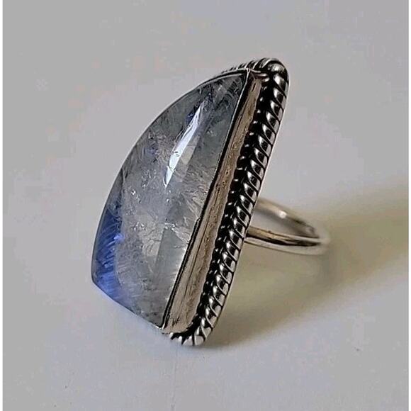 Sterling Silver Moonstone Cocktail Pinky Ring 4.75 Feldspar Intuition Spiritual - Picture 1 of 11